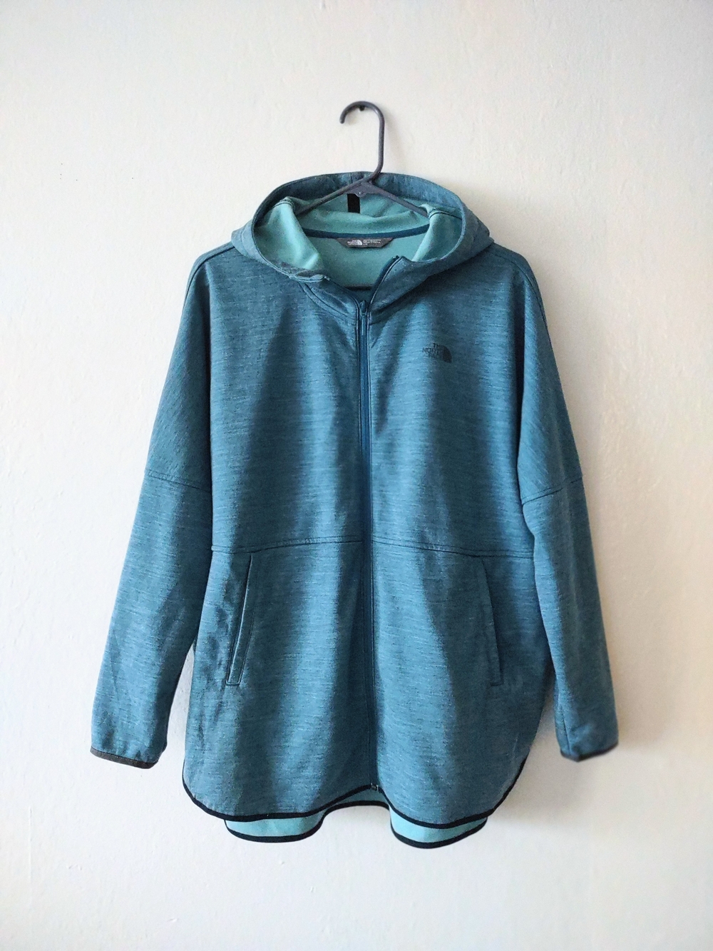 The North Face Teal Zipper Front Oversized Hoodie, Women's L